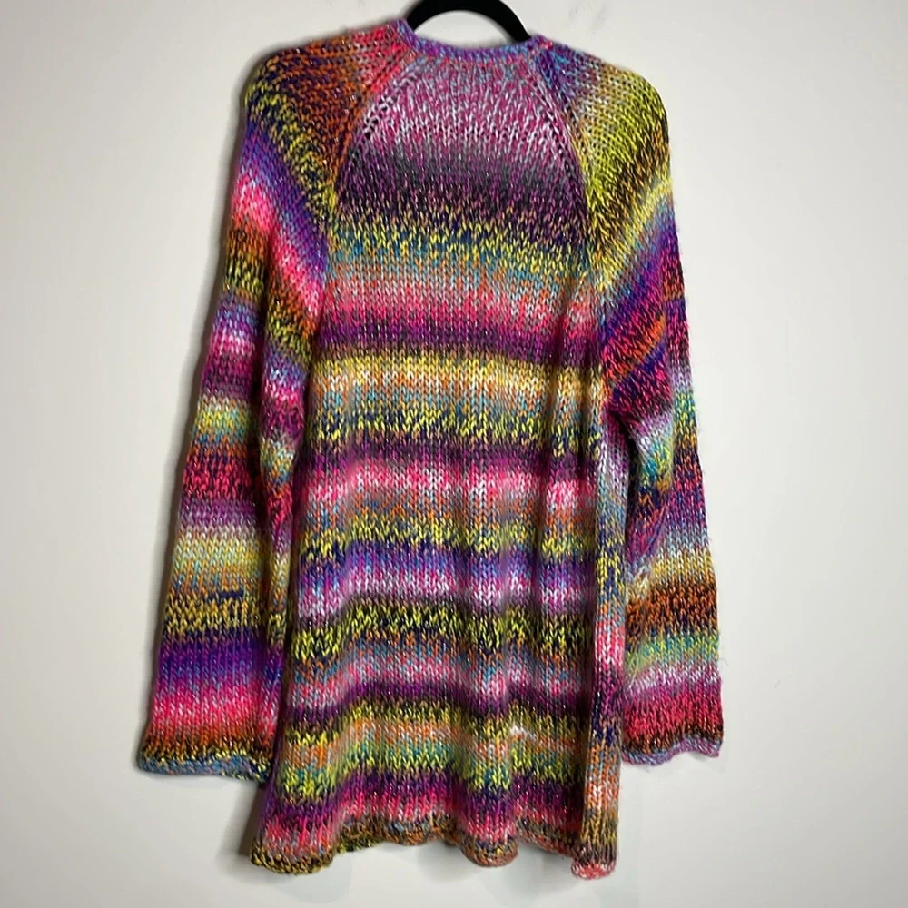 Wildfox | Multi Color Knit Longline Cardigan Size Medium - Picture 6 of 6